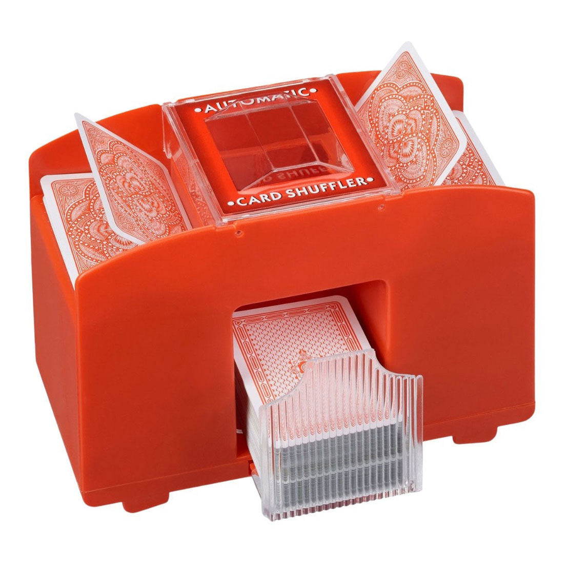 Mélangeur de cartes à batterie Relaxdays rouge 4 jeux | 6 pièces