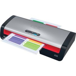 Machine à plastifier Gbc 250 office a4 - adaptée pour 75-125 microns - avec pack de démarrage de pochettes de plastification - argent noir rouge