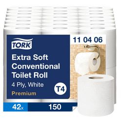 Papier toilette Tork t4 110406 (110405) 4 couches 42 pcs blanc 19mtrx10cm paquet de 42 rouleaux 150 feuilles (110406)