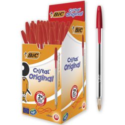 Stylo à bille bic cristal moyen 0,4 mm 50 pièces rouge