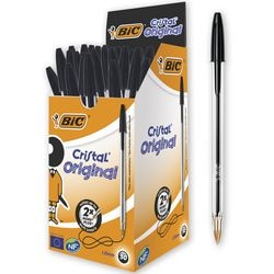 Bic boîte 50 stylos cristal noir