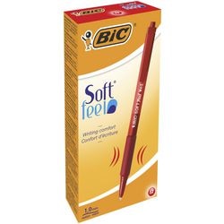 Stylo à bille bic soft feel support en plastique rouge bouton poussoir grip clip rechargeable