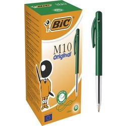 Stylo bille BIC M-10 bouton poussoir vert moyen