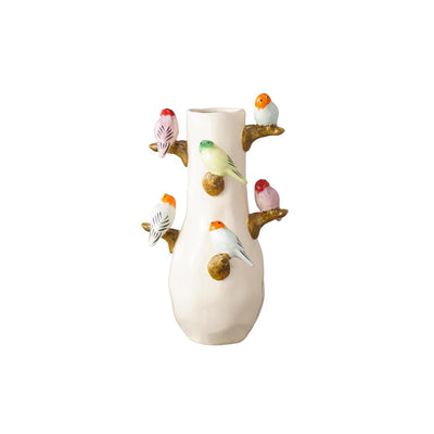 Vase ambiance manoir avec oiseaux chico 21,5x21,5x42cm