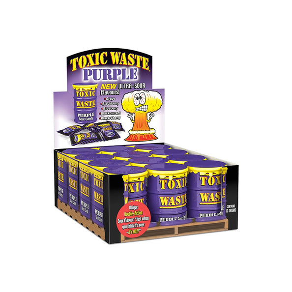 Tambour de bonbons acidulés violets déchets toxiques (12x 42gr)