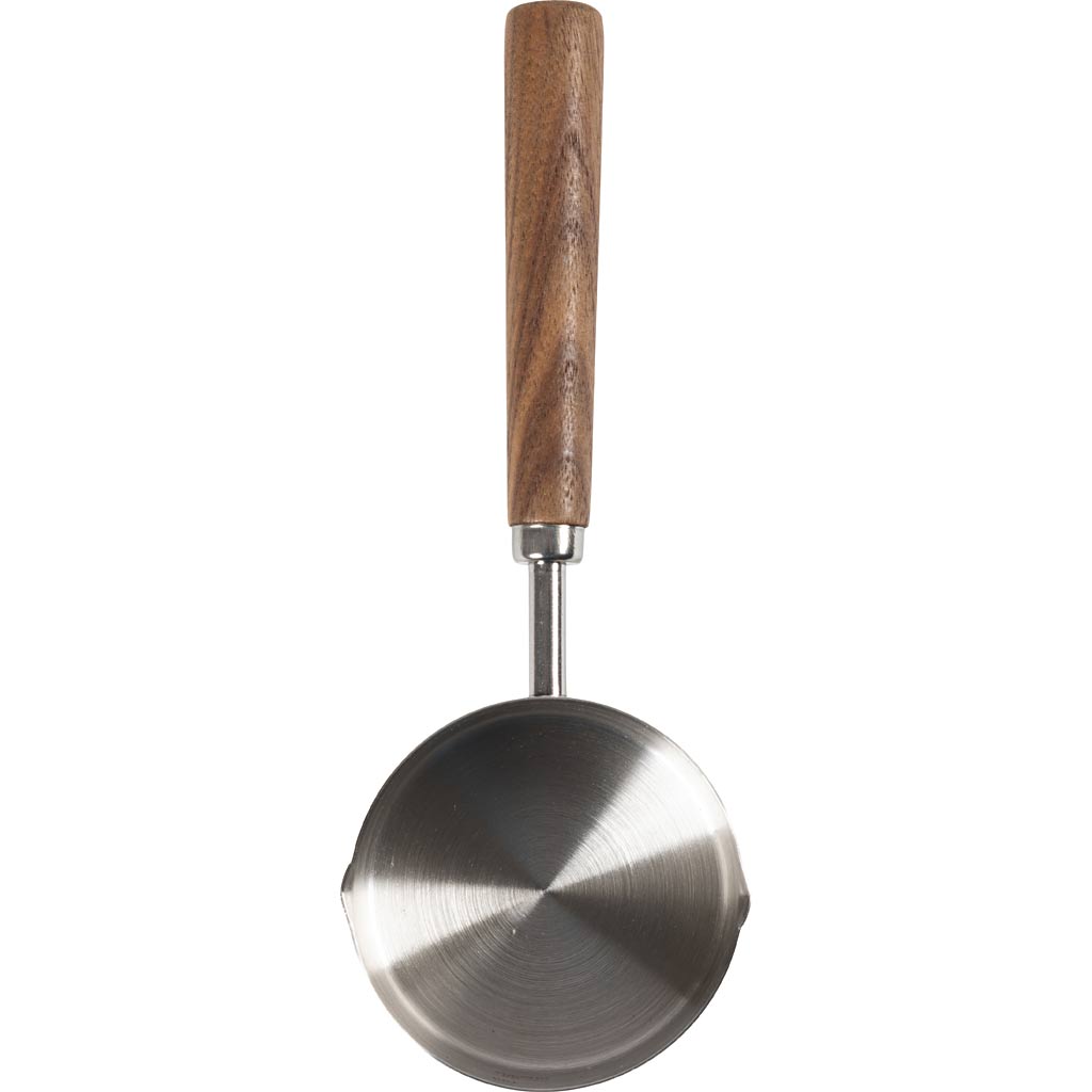Moule verseur et fondoir en étain, d : 3,5 cm, l : 19, d 7,3 cm, 1 pièce