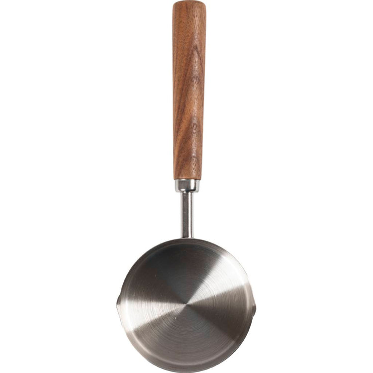 Moule verseur et fondoir en étain, d : 3,5 cm, l : 19, d 7,3 cm, 1 pièce