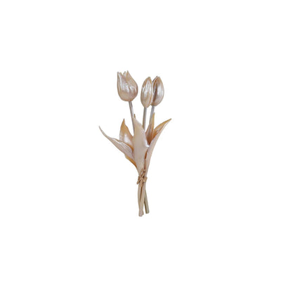 Fleur artificielle tulipe 3x champagne or 25cm