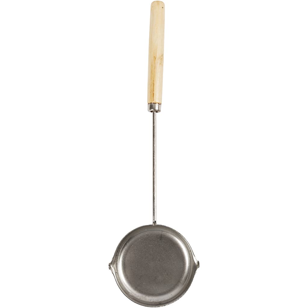 Moule verseur et fondoir en étain, d : 16 mm, l : 26 cm, d 6,5 cm, 1 pièce