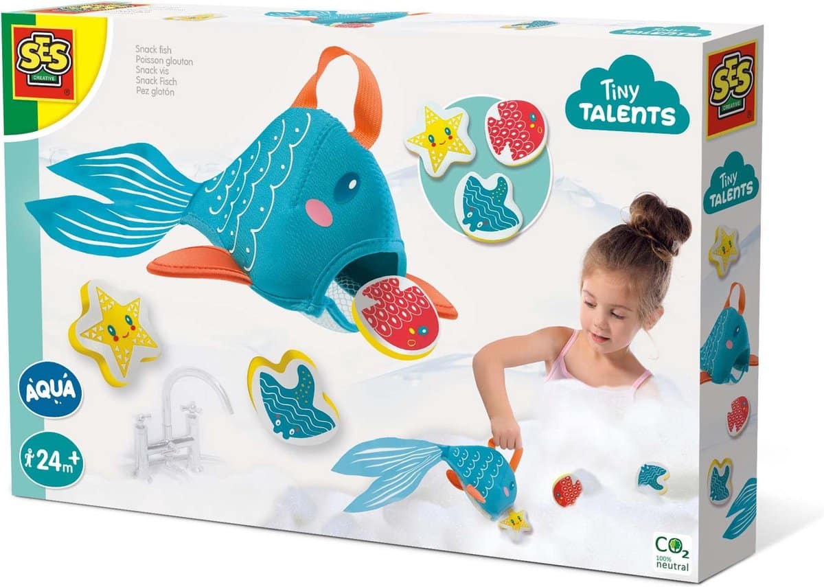Tiny Talents Snack Fish Bath Toys avec 3 collations en mousse