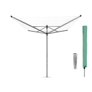 Brabantia brabantia lift-o-mac droogmolen 60 m longueur sèche + crochet moulu et couverture gris métallique