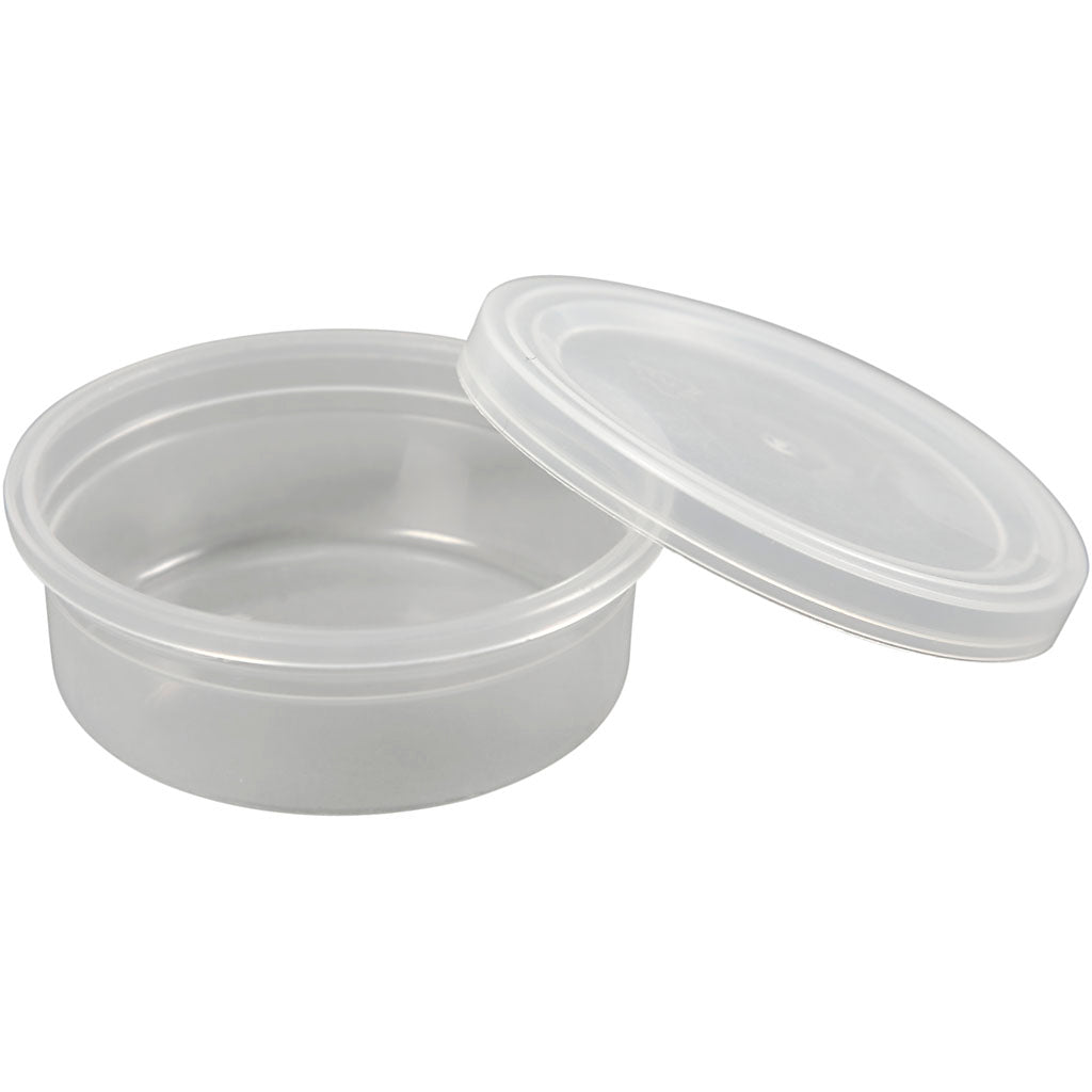 Pot en plastique Creativ company avec couvercle, h : 24 mm, d 68 mm, 45 ml, 20 pièces 1 boîte
