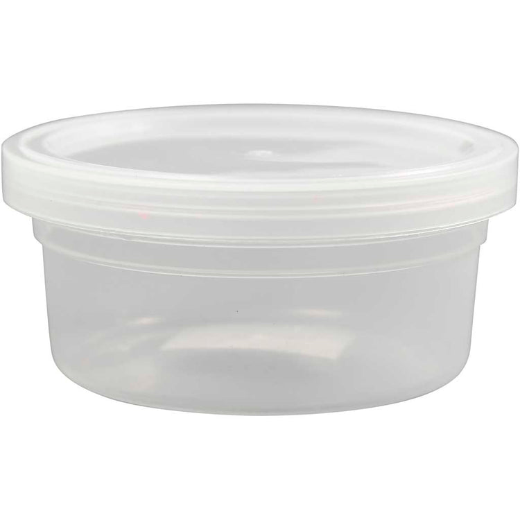 Pot en plastique Creativ company avec couvercle, h : 38 mm, d 84 mm, 125 ml, 20 pièces 1 boîte