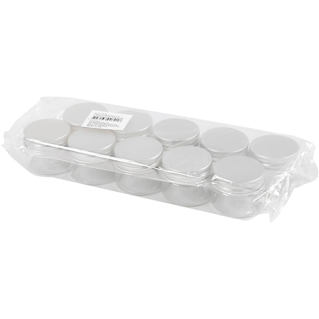Pot Creativ company avec bouchon à vis, h : 35 mm, d 40 mm, 35 ml, 10 pièces 1 boîte