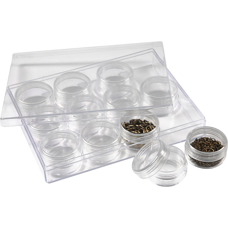 Boîte de rangement Creativ company avec pots, h : 20 mm, d 35 mm, 10 ml, 12 pièces 1 set