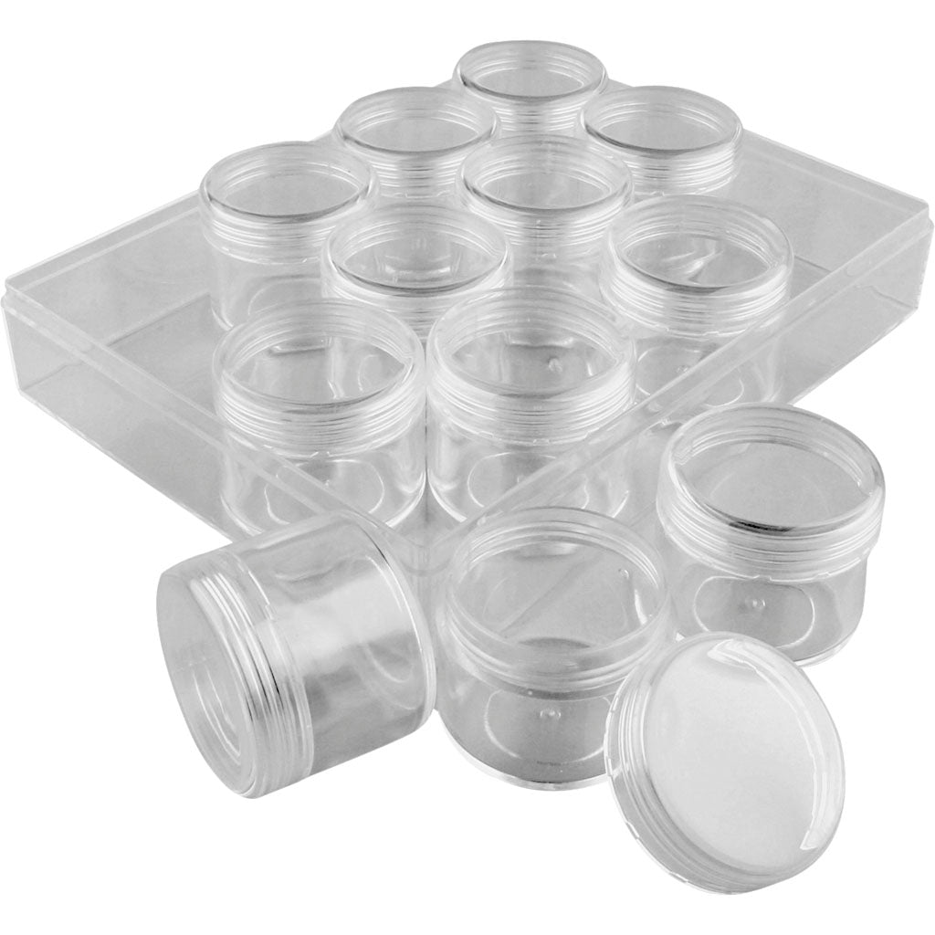 Boîte de rangement Creativ company avec pots, h : 30 mm, d 35 mm, 20 ml, 12 pièces 1 set