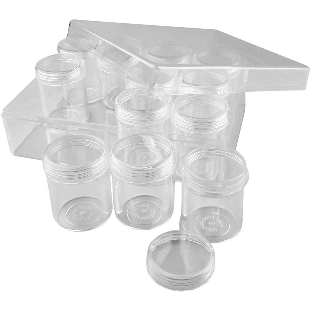 Boîte de rangement Creativ company avec pots, h : 47 mm, d 37 mm, 35 ml, 12 pièces 1 set