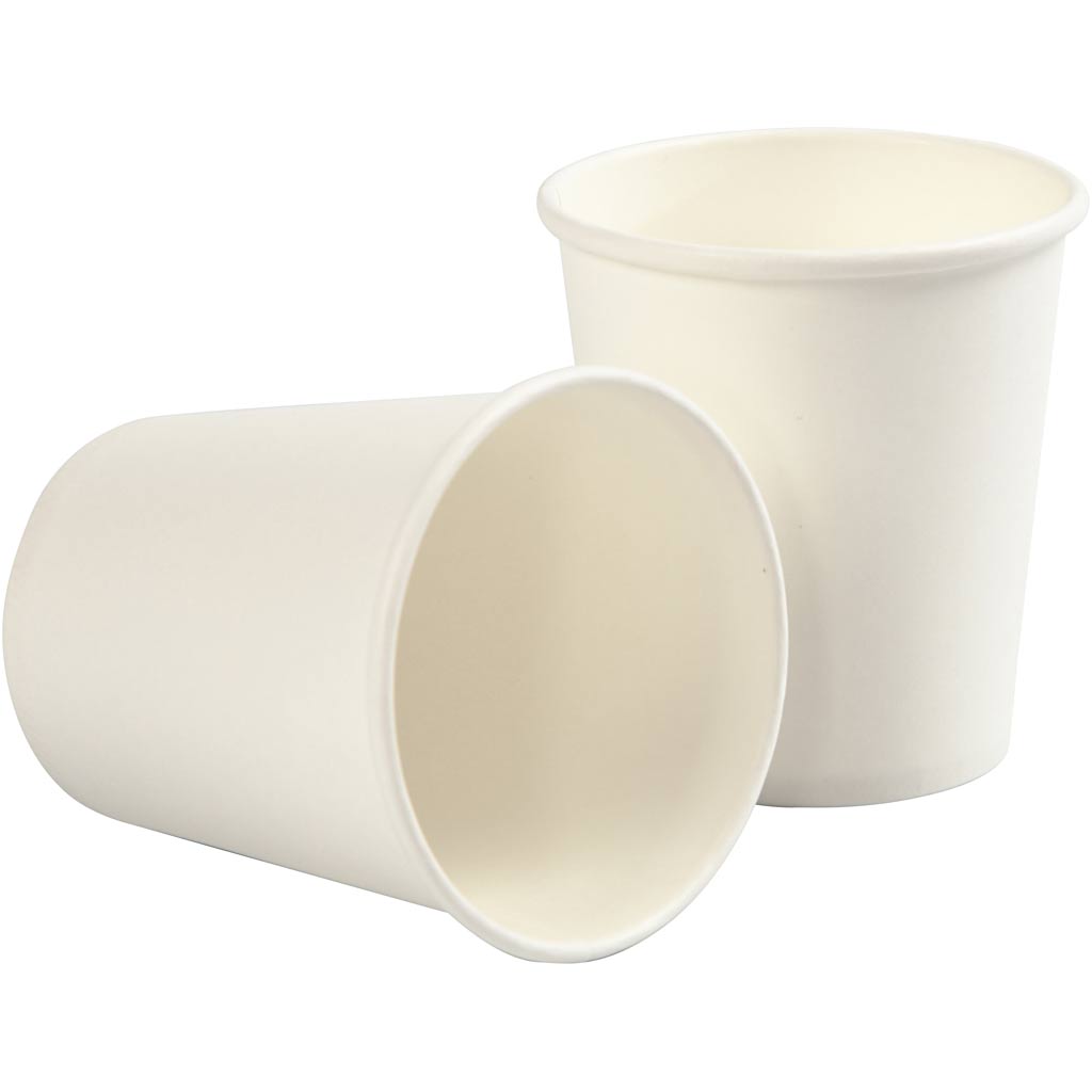 Gobelet en carton, h : 7,8 cm, d 7,2 cm, 205 ml, blanc, 50 pièces 1 boîte