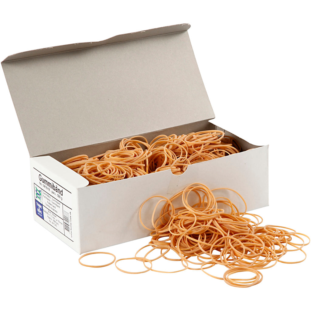Élastiques, d 5-8 cm, épaisseur 1 mm, env. 1600 pièces, 500 g 1 boîte