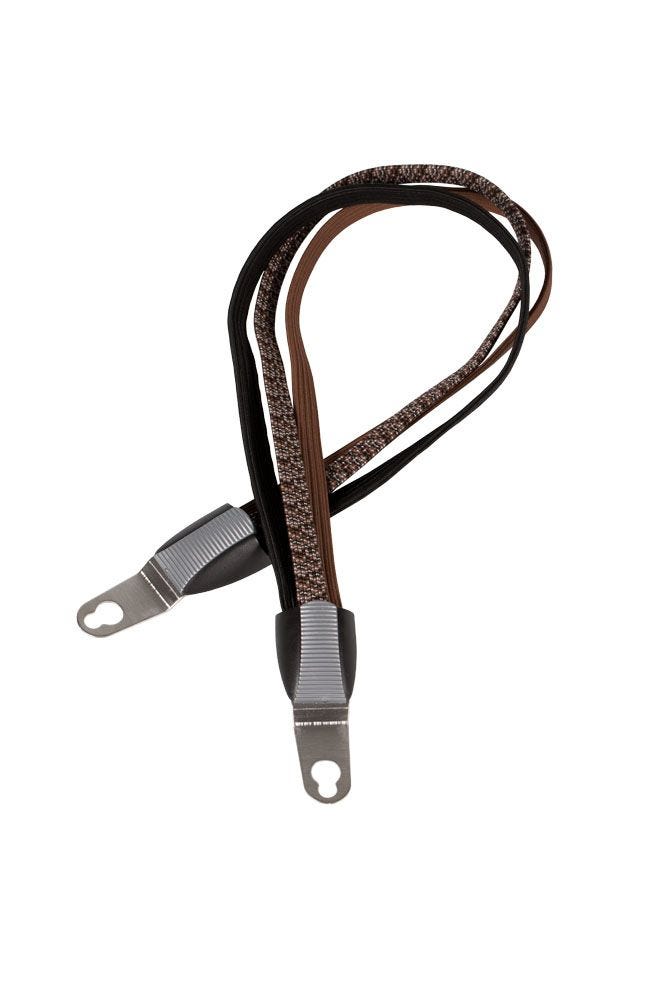Sangle de transport Cordo trio marron-noir-argent avec plaques amovibles