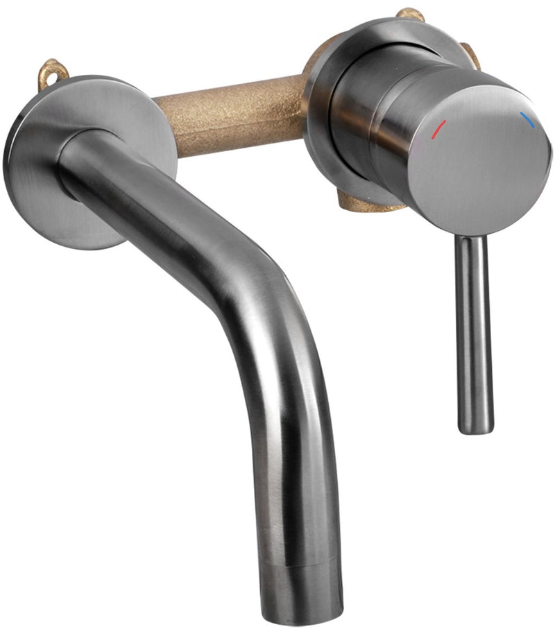 Robinet mural Differnz gun metal - robinet de lavabo à encastrer - mitigeur froid et chaud - levier à droite