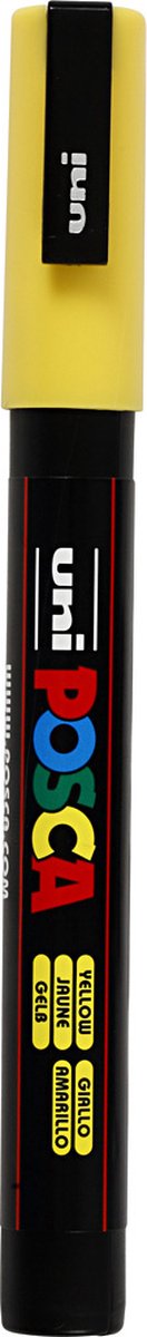 Marker Posca Uni-Posca, AFM PC-3M, épaisseur de ligne 0,9-1,3 mm, fin, jaune, 1 pièce