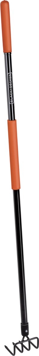 Black+decker râteau de jardin 4 dents - 148 x 12 x 10 cm - acier carbone, fibre de verre et PVC - orange noir