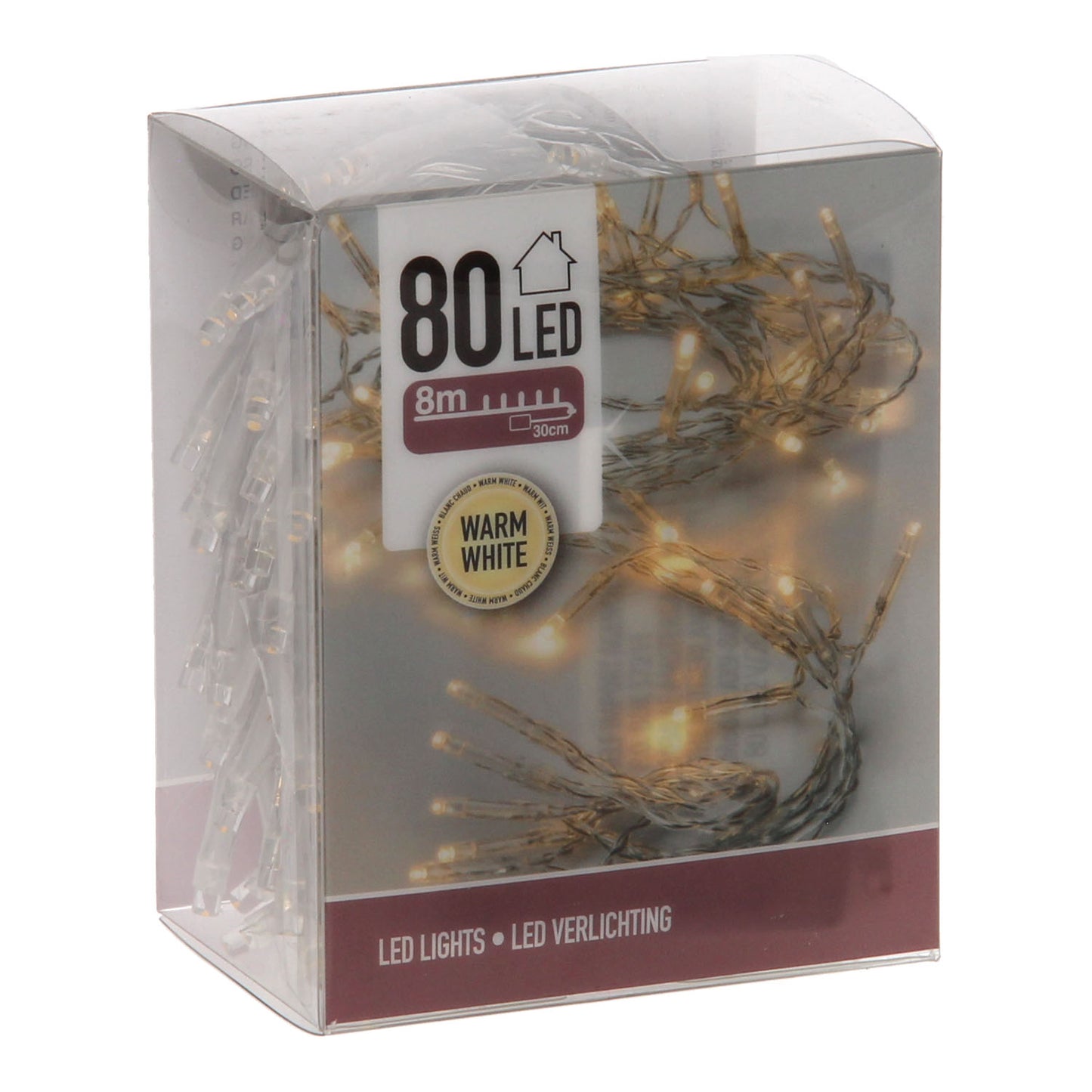 Éclairage LED blanc chaud, 80 lumières