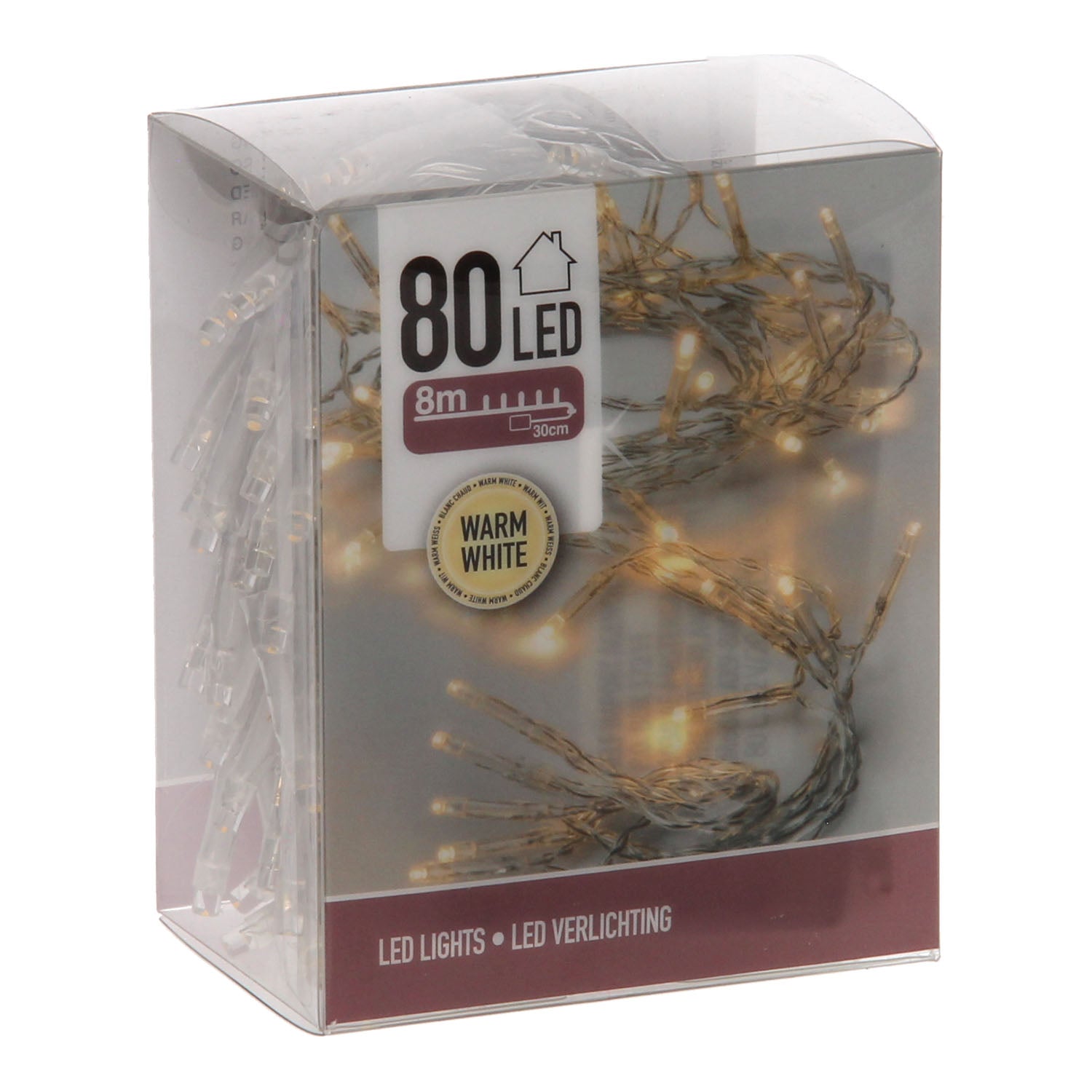 Éclairage LED blanc chaud, 80 lumières