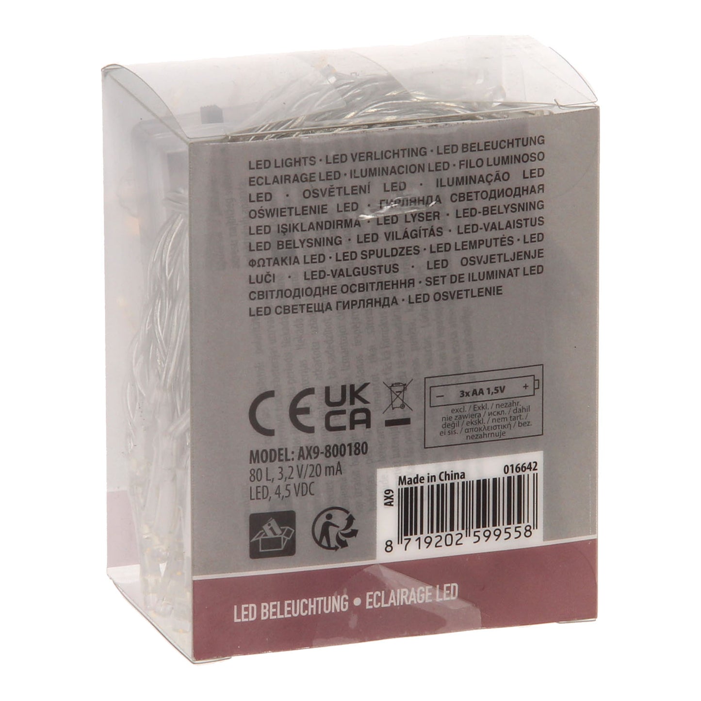 Éclairage LED blanc chaud, 80 lumières