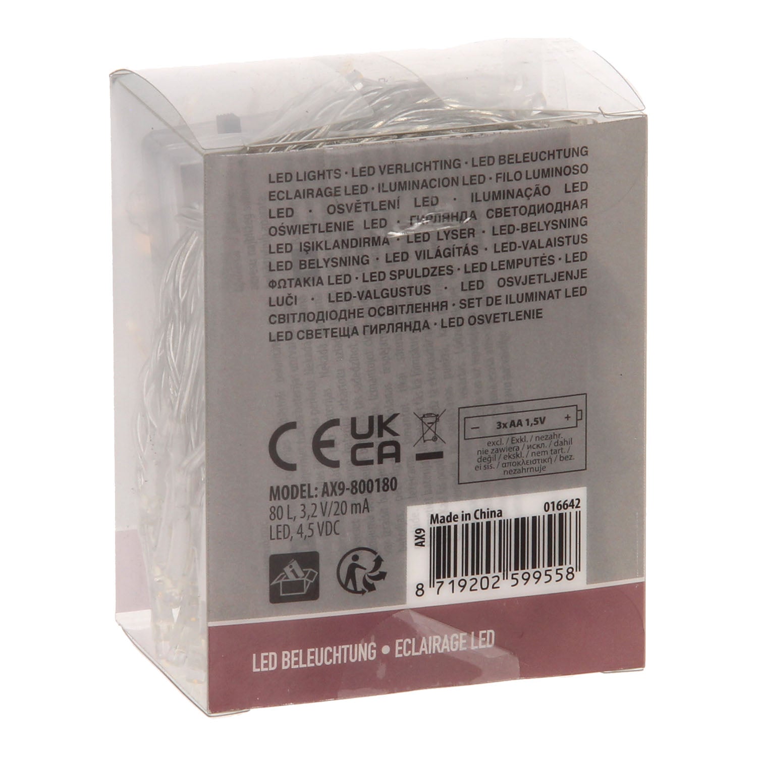 Éclairage LED blanc chaud, 80 lumières