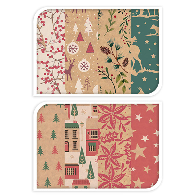 Papier d'emballage Kraft Set Christmas
