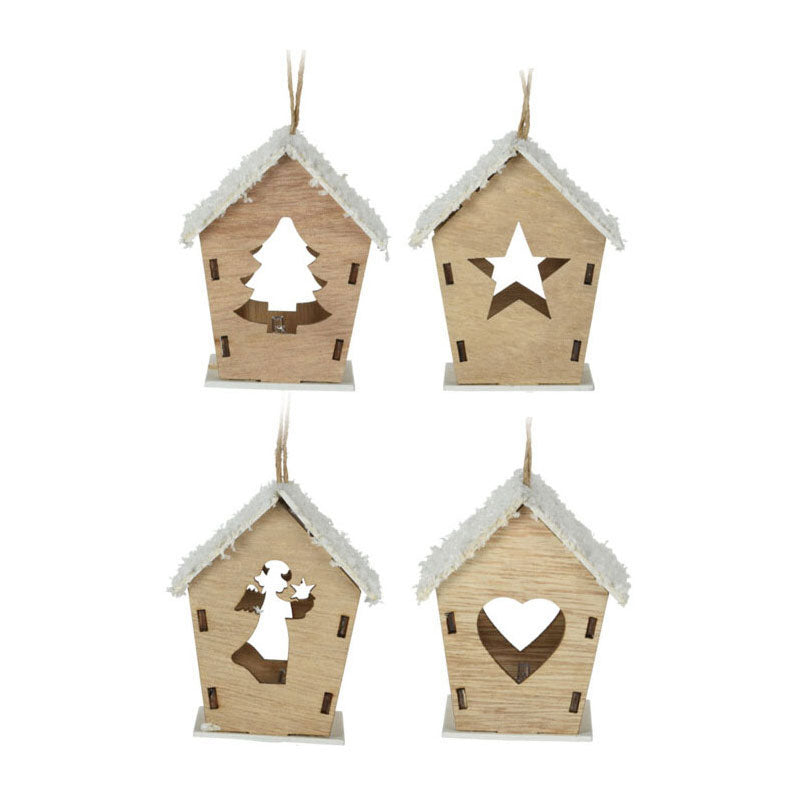 Maison de cintre de Noël en bois avec LED