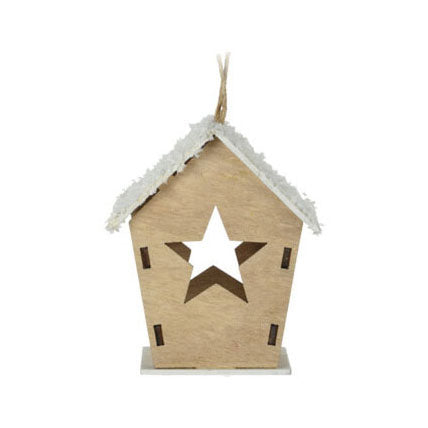 Maison de cintre de Noël en bois avec LED