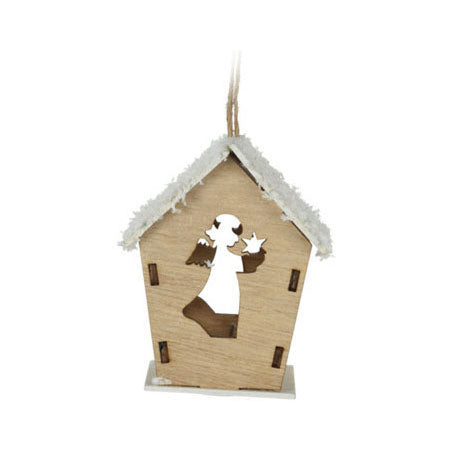 Maison de cintre de Noël en bois avec LED