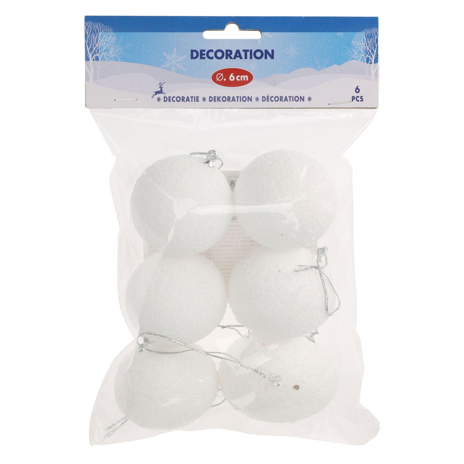 Decoration Snowball 6 cm, 6e.