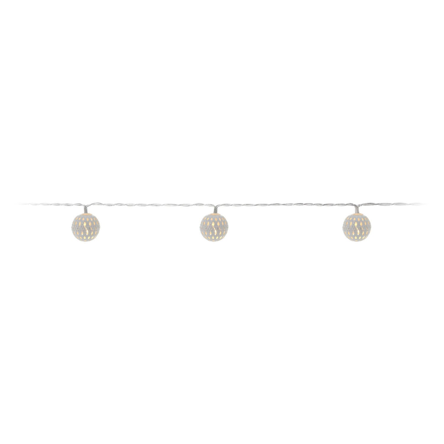 Cordon léger avec boules en métal, 100 cm - blanc