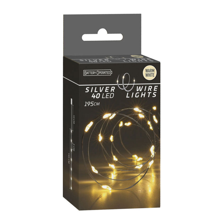 Argent brao 40led blanc chaud, 195 cm