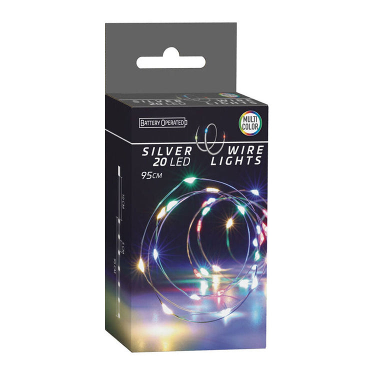 Fil argenté à corde lumineux LED, couleur 95 cm
