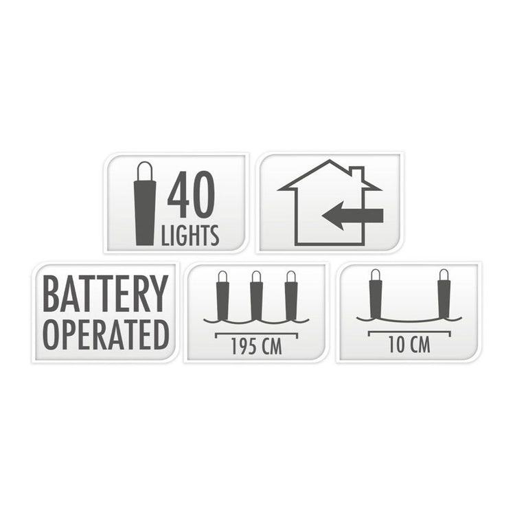 Fil d'argent à cordon clair LED, 195 cm - coloré