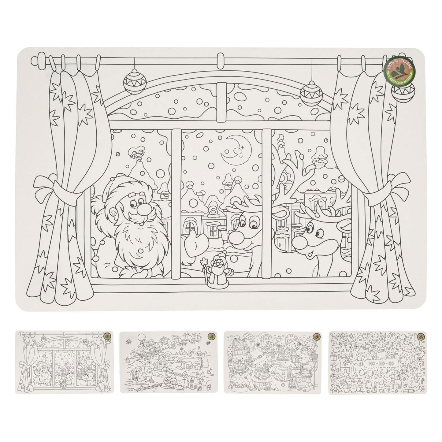 Coloriage de Noël de placemat, ensemble de 12 pièces