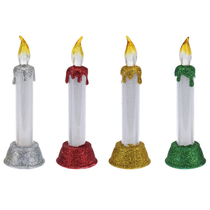 Bougie LED avec paillettes de Noël, 15 cm.