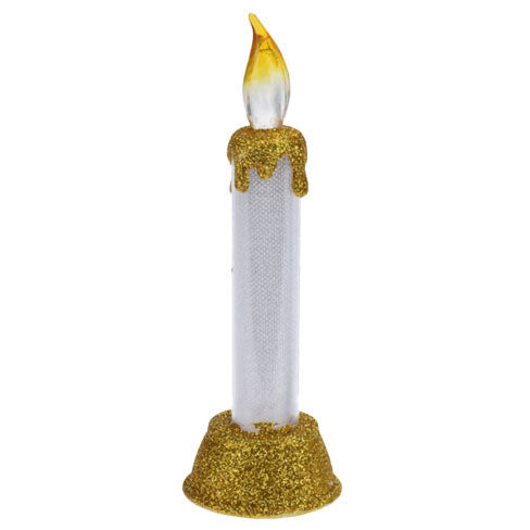 Bougie LED avec paillettes de Noël, 15 cm.