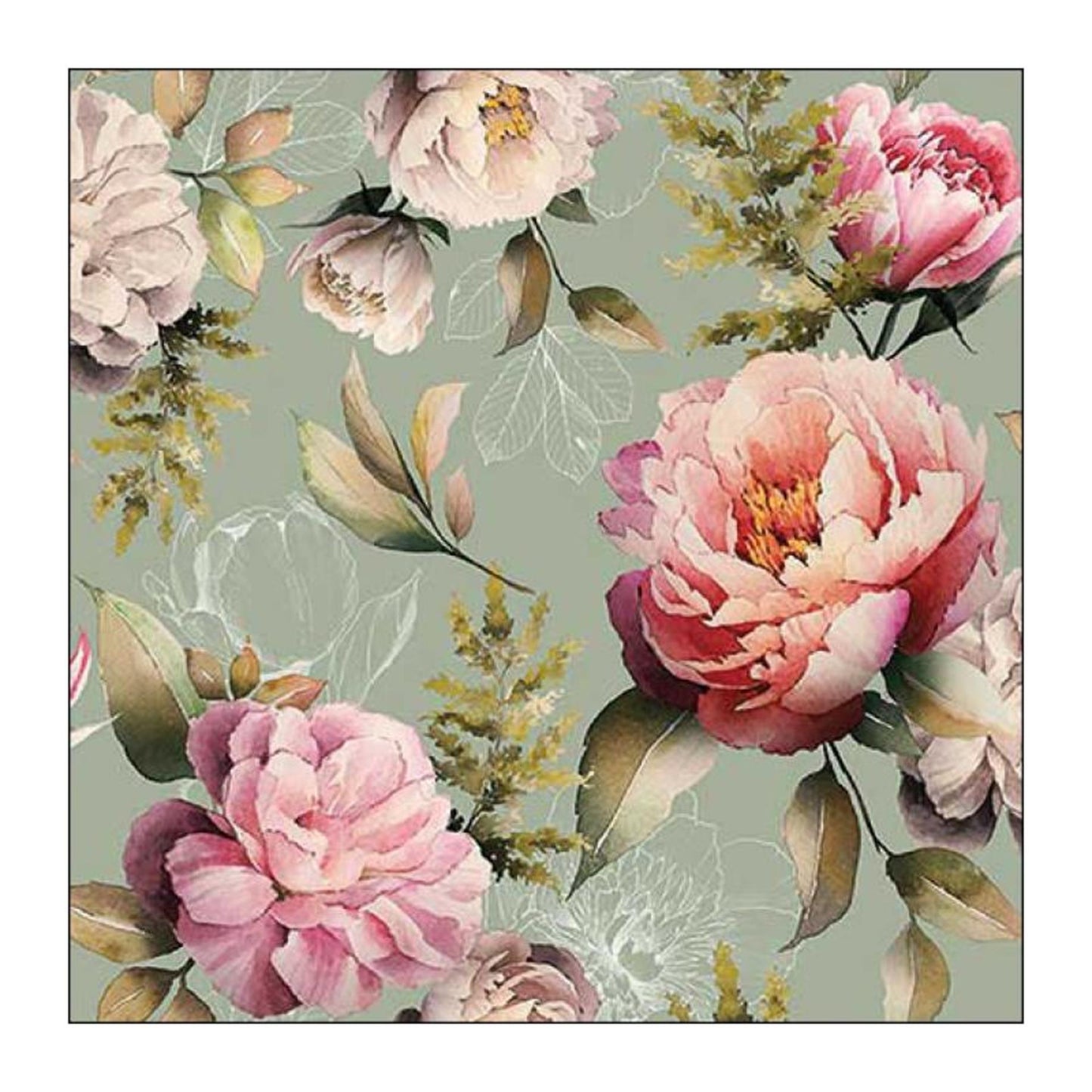 Serviette Ambiente 25x25cm pivoines