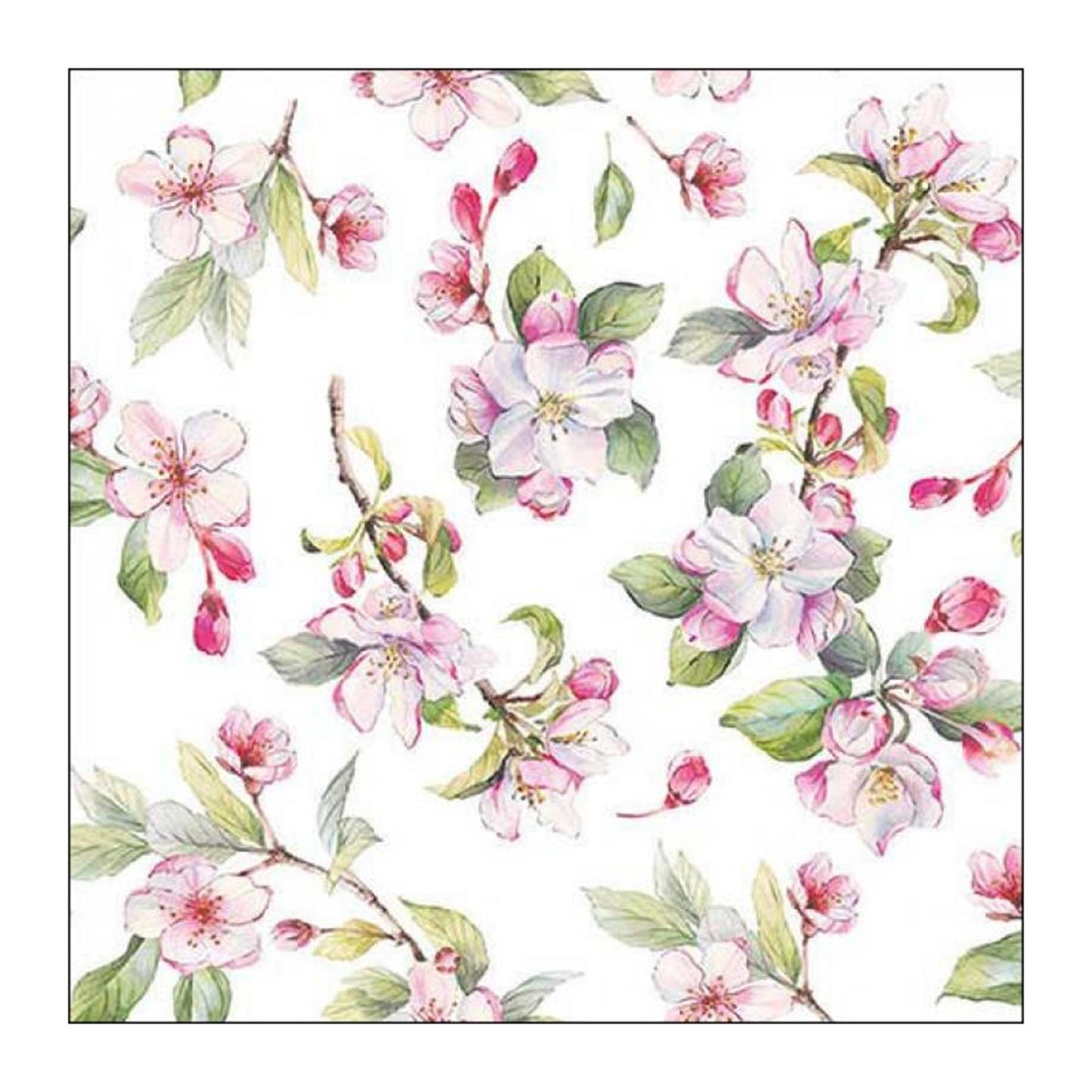 Serviette Ambiente 25 fleurs de printemps blanc