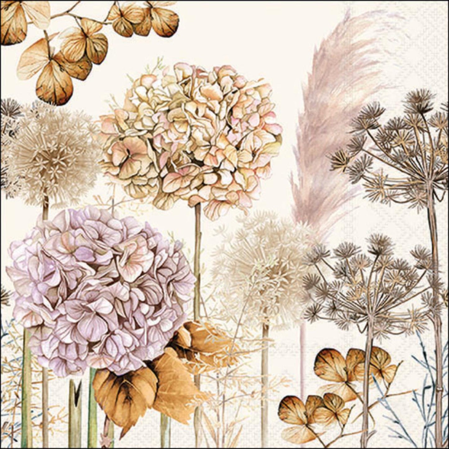 Serviettes Ambiente 33cm fleurs séchées