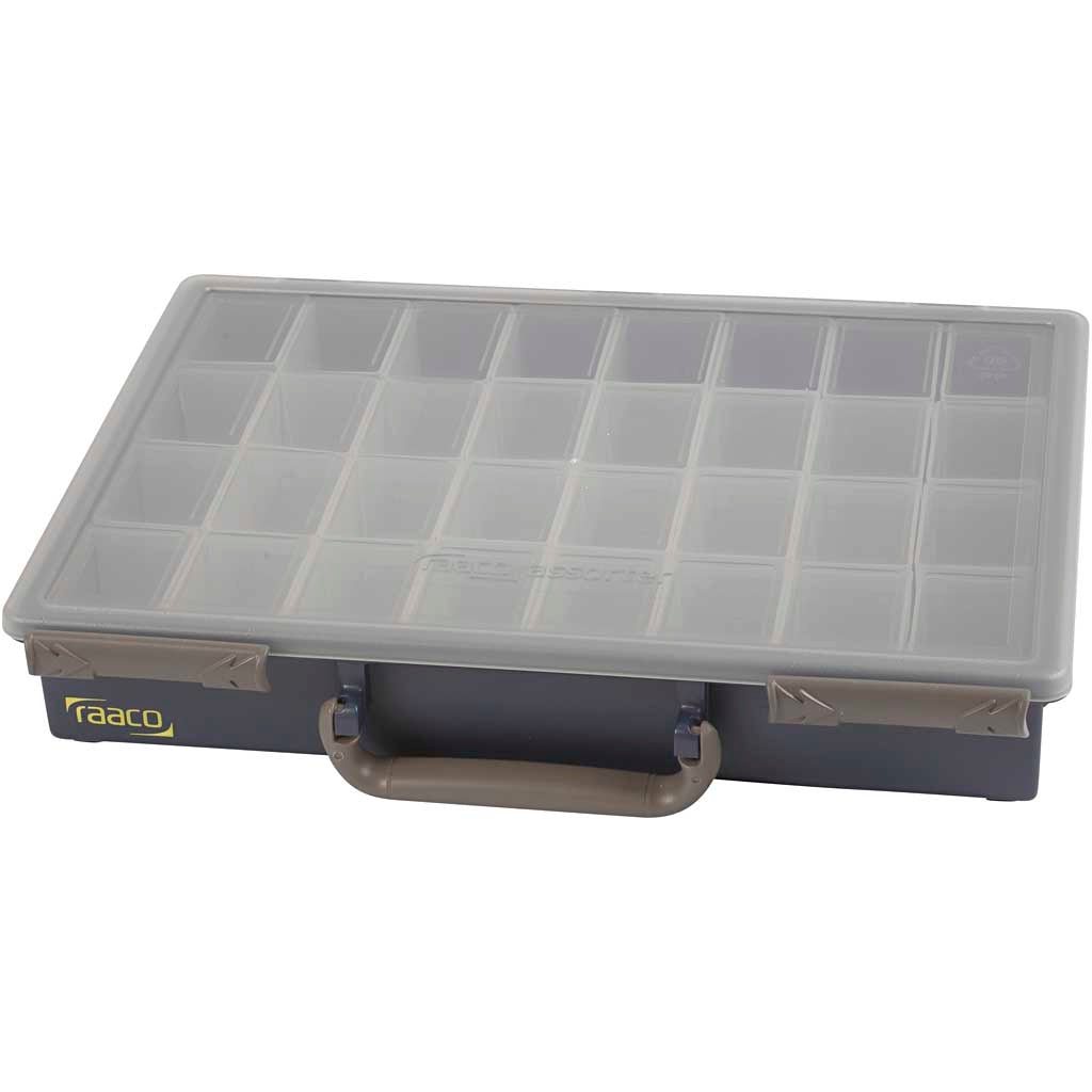 Boîte de rangement Raaco, 32 compartiments séparés, h : 5,7 cm, dimensions 33,8x26,1 cm, 1 pièce