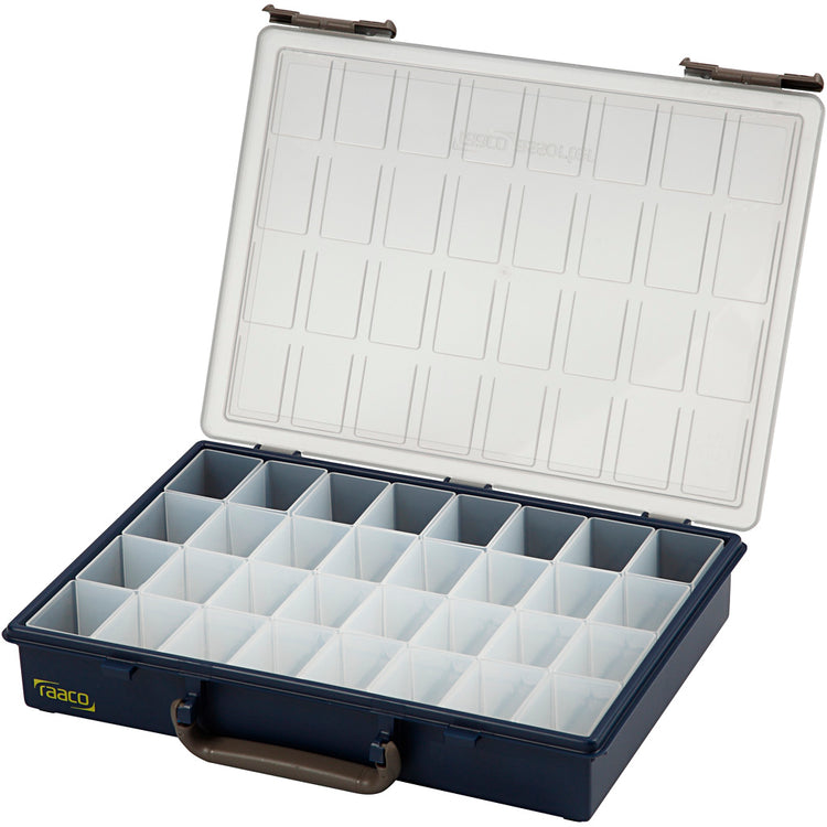 Boîte de rangement Raaco, 32 compartiments séparés, h : 5,7 cm, dimensions 33,8x26,1 cm, 1 pièce