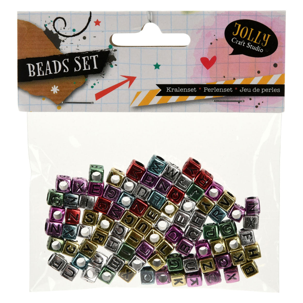 Ensemble de perles de lettres métalliques, 15 grammes par sac
