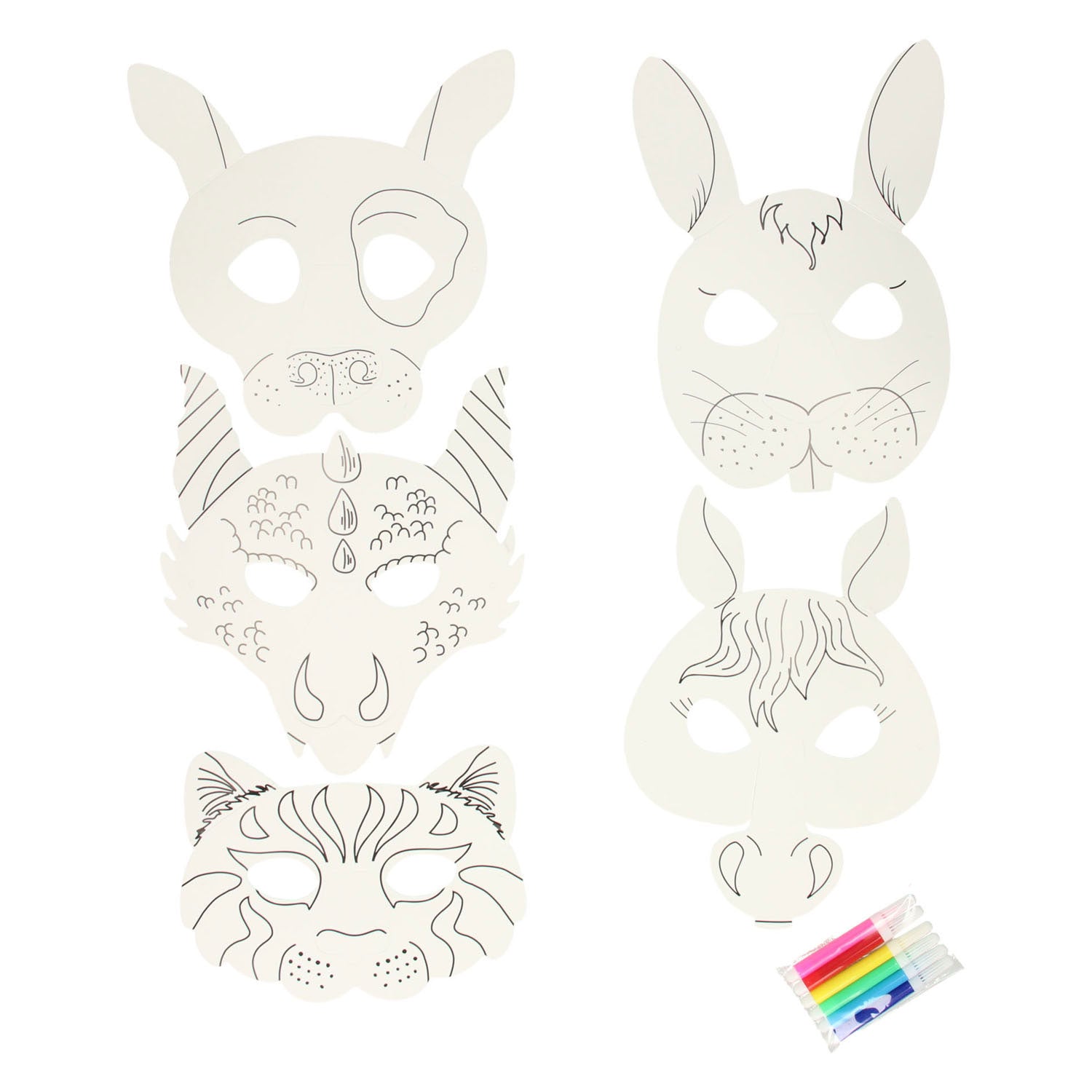 Les couleurs des masques d'animaux avec des marqueurs, 6e.